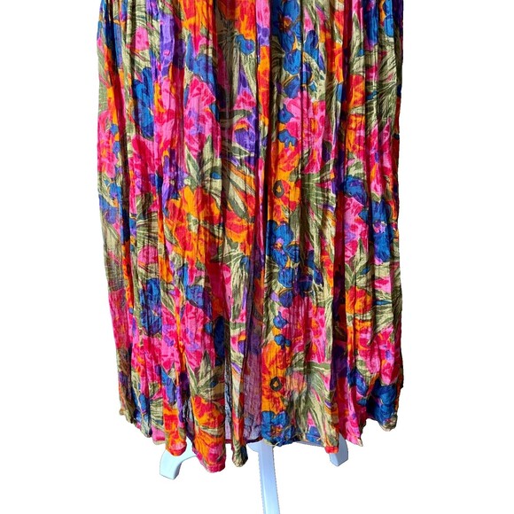Vintage 80s Short Circuit Floral Maxi Skirt One Size Cotton Boho Hippie Tropical - Picture 6 of 13
